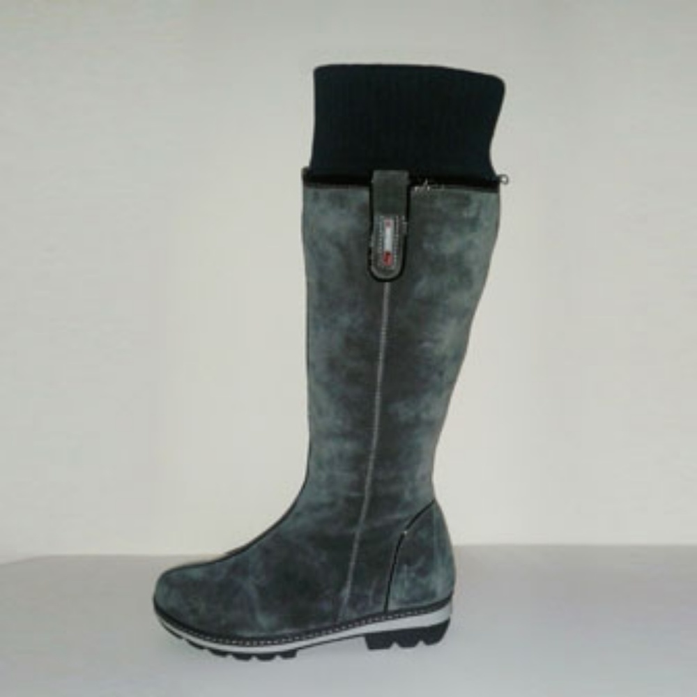 ELTEMPO WOMEN'S SUEDE WINTER  HIGH-KNEE GRAY-GREEN BOOTS SIZE 8